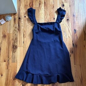 Navy Blue Ruffle Strap Dress